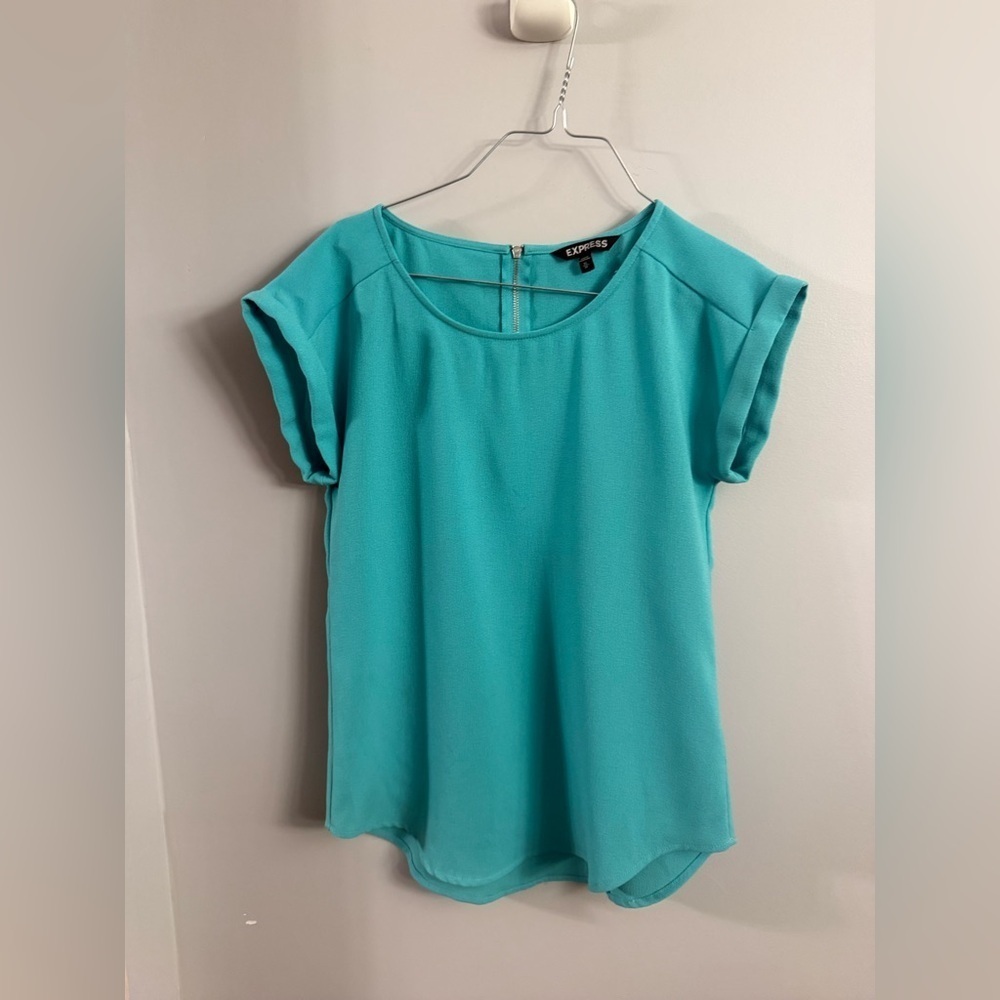 Express Turquoise Cap-Sleeve Blouse – Size XS